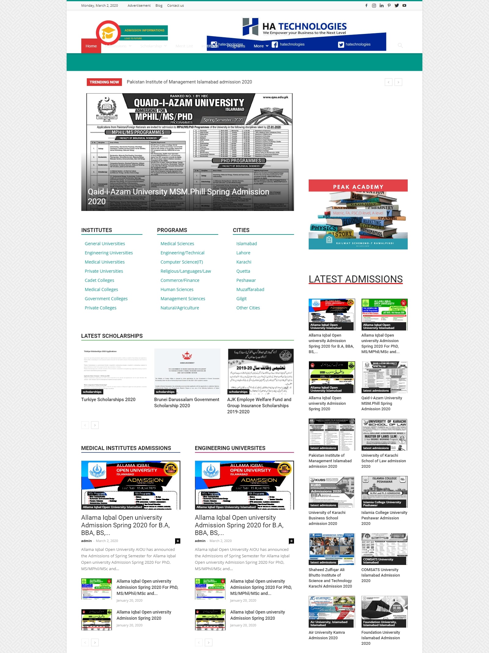 Admission Informations Website — website by All Tech 360